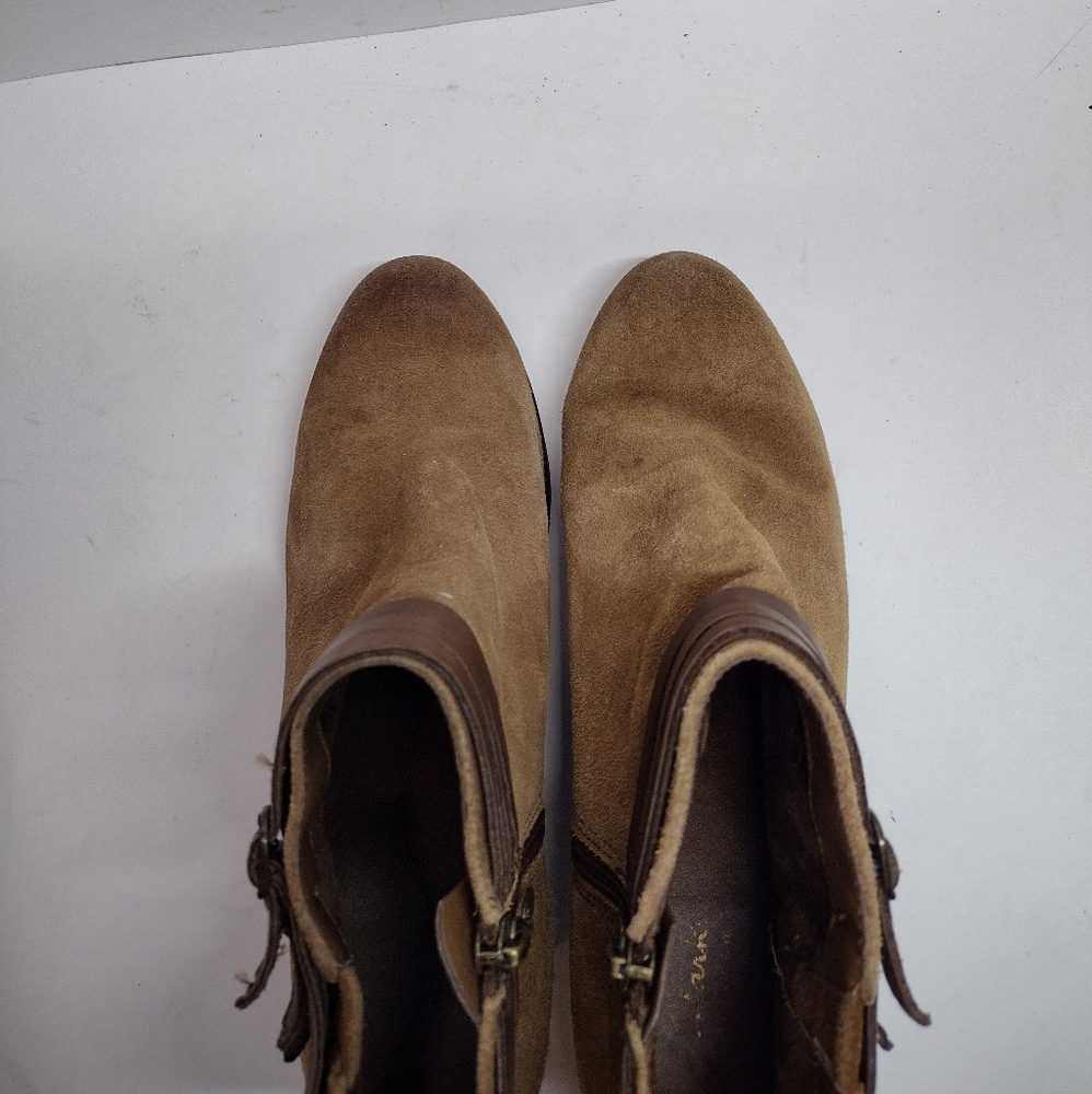 Clarks Collection Ankle Boots Women 8 M Brown Leather Block Heel 3 Strap 20701 - Picture 8 of 11